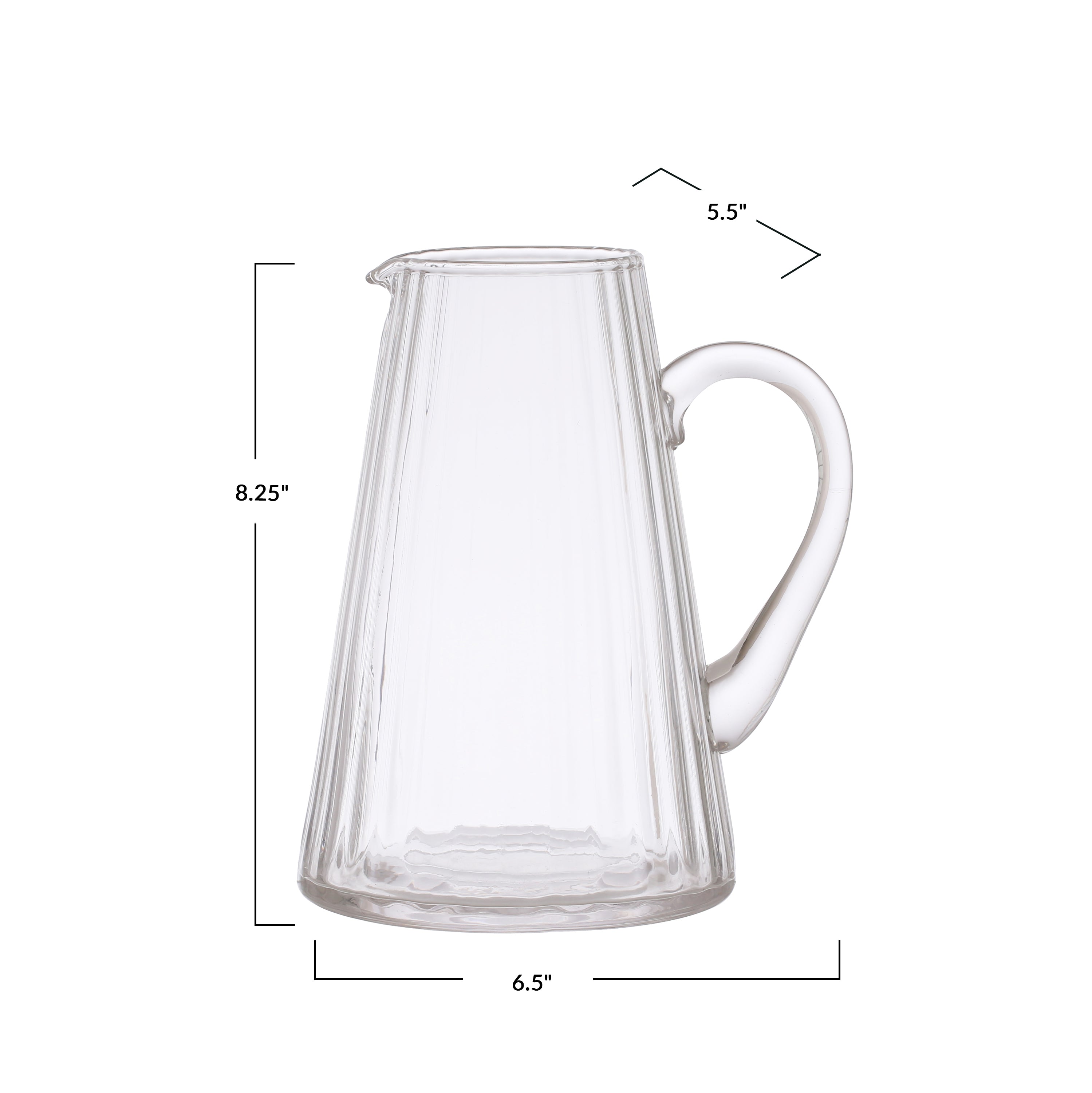 Clear Ribbed Glass Pitcher, 60 oz.